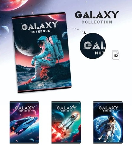 Füzet A/5 52 lapos kockás Lastva GALAXY 82818 10db/cs.2025