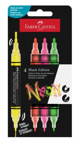 Akrilmarker kétvégű N/4db Faber Castell Black Edition 285505