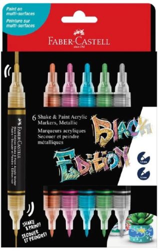 Akrilmarker kétvégű M/6db Faber Castell Black Edition 285517