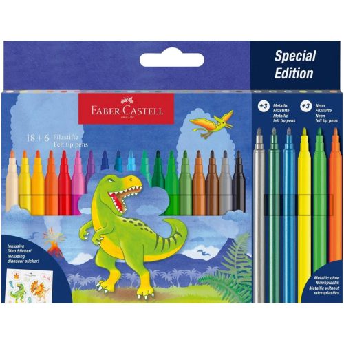 Filctoll készlet 18+6db Faber Castell Dinosaur 554222