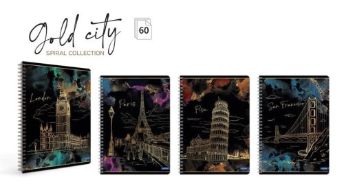 Spirálfüzet A/5 60lapos kockás Lastva Gold City 85130 5db/cs.2025