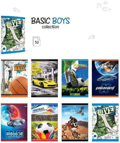 Füzet A/5 52lap 60g sima Lastva BASIC BOYS 69187 10db/cs.2025