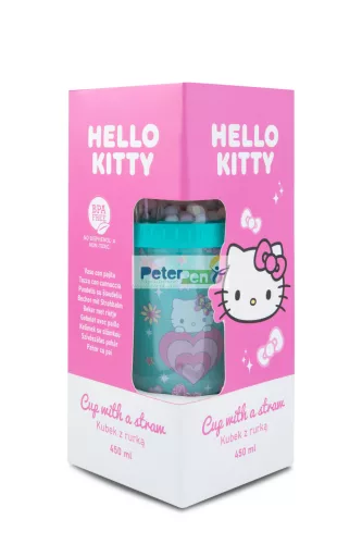 Pohár szívószálas 450ml türkiz Hello Kitty Pink 20165PTR