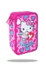 Töltött tolltartó háromemeletes Jumper3 Hello Kitty Pink F067035