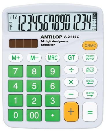 Antilop 2114 14 karakteres asztali számológép zöld-fehér