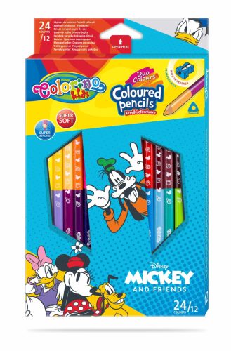 Színesceruzakészlet Colorino Disney Mickey and Friends Trio 12/24 hegyezővel